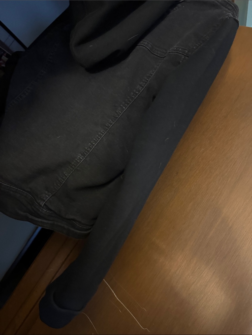 Wallflower Black Hooded Jean Jacket with Knit Sleeves - Picture 4 of 5